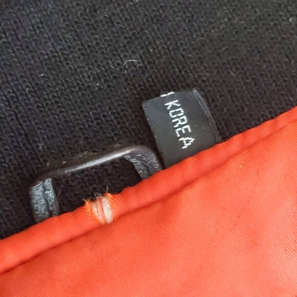 Vintage McDonalds Racing Team Large Leather Bomber Jacket Black Red Yellow - Picture 11 of 16